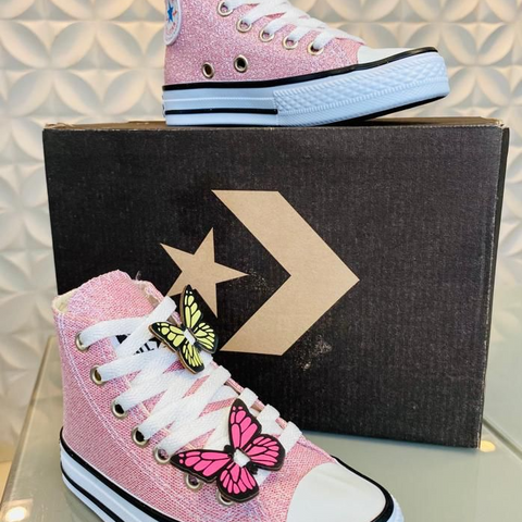 Tênis Infantil Cano Alto Glitter Borboletas
