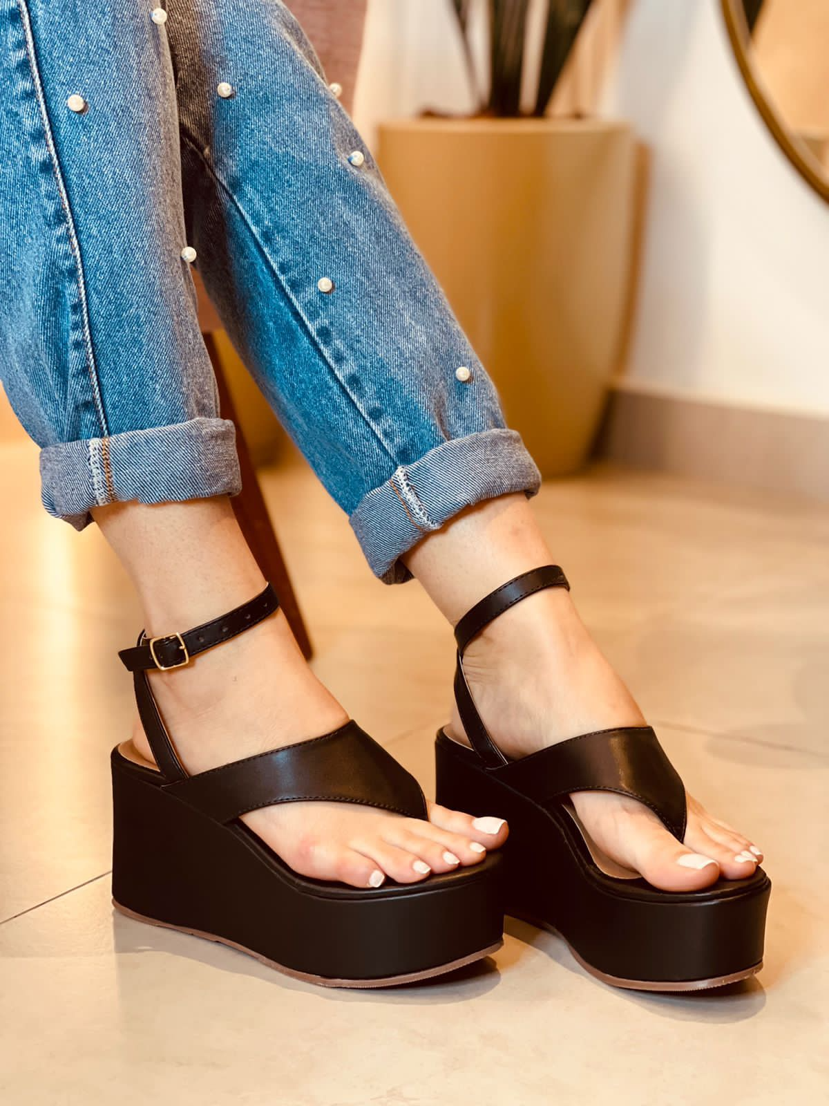 Sandália Plataforma Preta