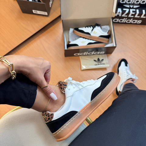 Tênis AG Branco/animal print cacau