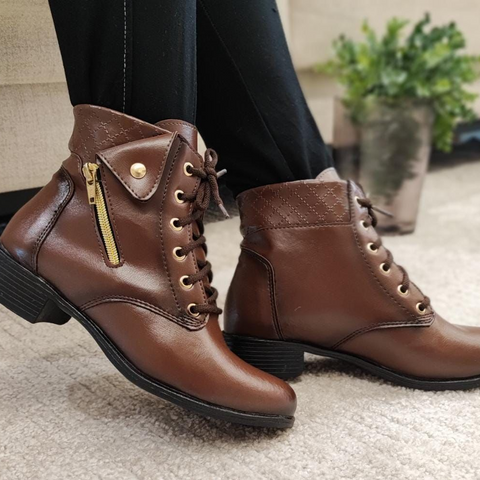 Bota caramelo cadarço