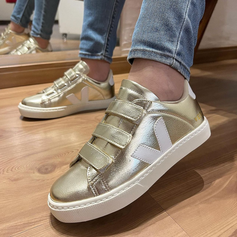 Tênis V Velcro/Dourado
