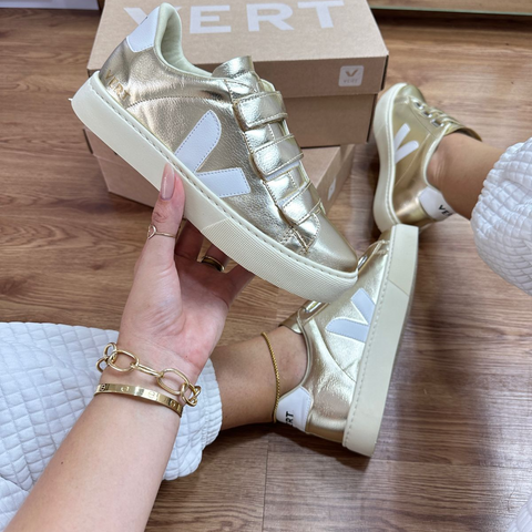 Tênis V Velcro/Dourado