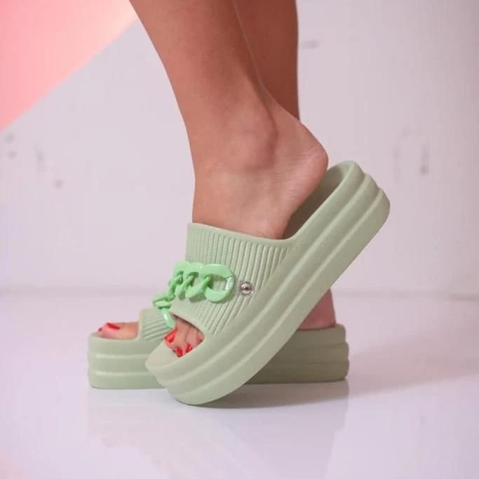 Chinelo Plataforma Nuvem Verde