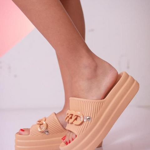 Chinelo Plataforma Nuvem Laranja