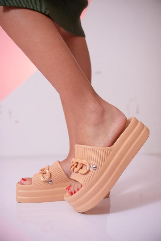 Chinelo Plataforma Nuvem Laranja