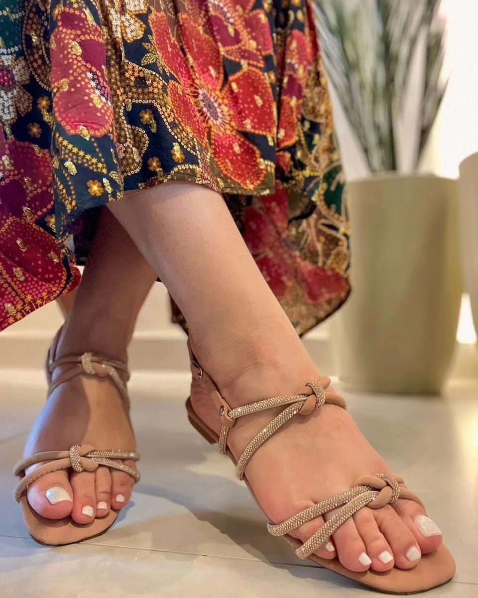 Rasteirinha Nude Strass