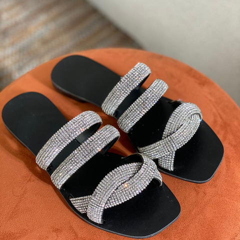 Rasteirinha Nude Strass