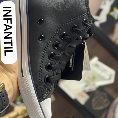 Tênis Infantil Cano Alto Preto Courino